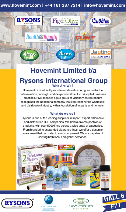 Anzeige von Hovemint Ltd T/A Rysons International Group in der Kategorie Haushaltswaren und Bürobedarf